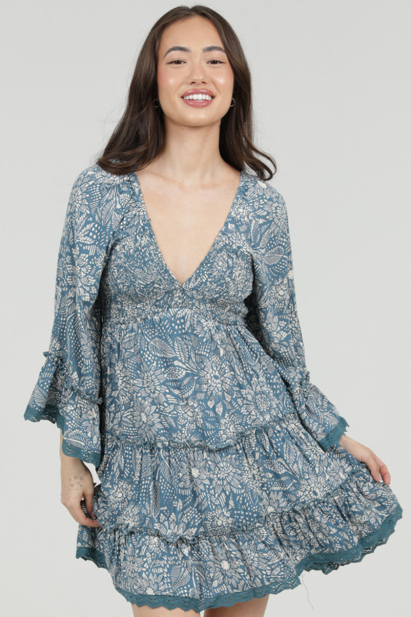 Crochet Sleeve and Hem Detailed Mini Dress
