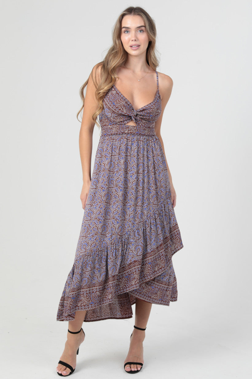 Paisley Sunset Handkerchief Midi Dress