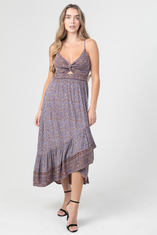 Paisley Sunset Handkerchief Midi Dress