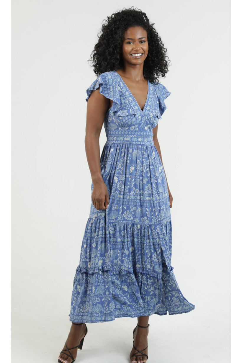 Bluebell Breeze Ruffle Maxi Dress