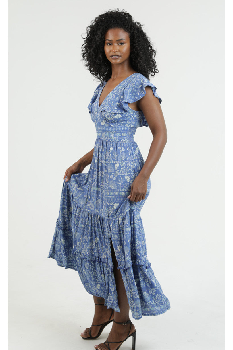 Bluebell Breeze Ruffle Maxi Dress