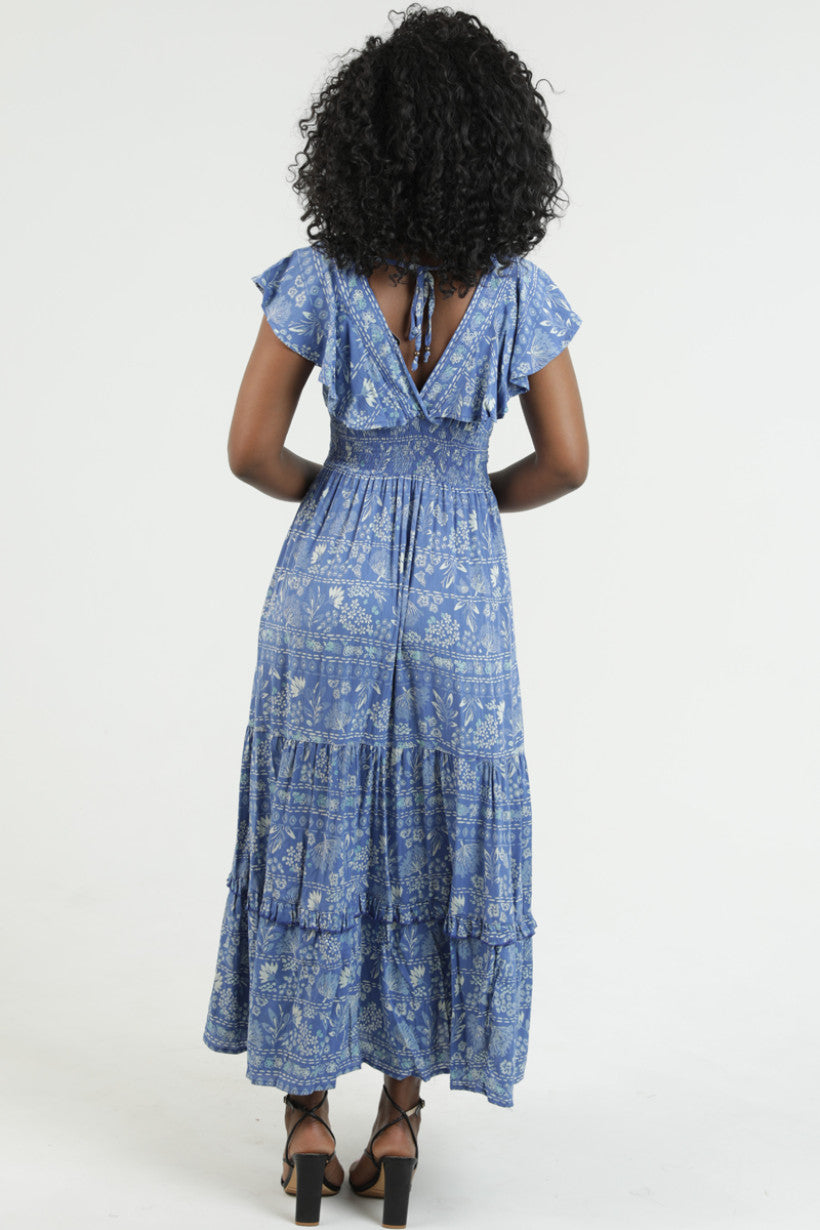 Bluebell Breeze Ruffle Maxi Dress