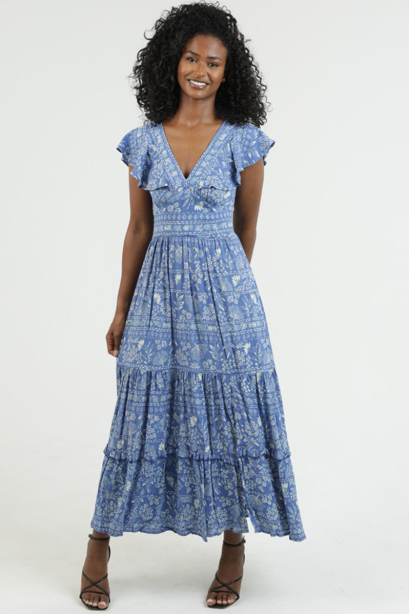 Bluebell Breeze Ruffle Maxi Dress