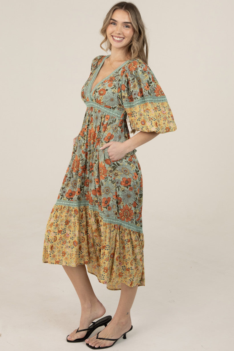 Long Sleeve V-Neck Maxi Dress