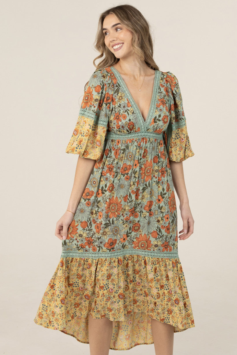 Long Sleeve V-Neck Maxi Dress