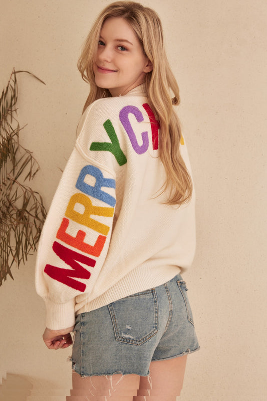 Oversize Christmas Sweater With Lettering
