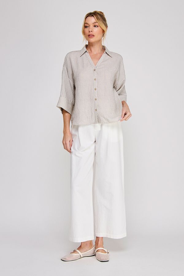 Textured Woven Button Down Shirt