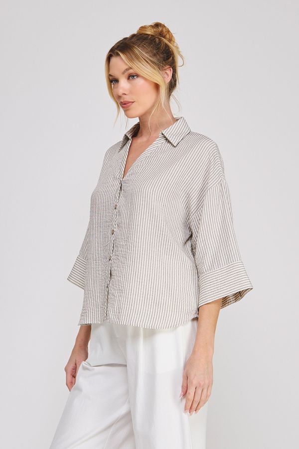 Textured Woven Button Down Shirt