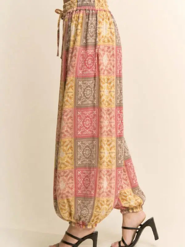 Bandana Print Patchwork Bloomer Pants
