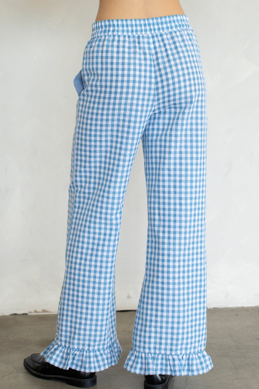 Ryan Checkered Ruffle-Trimmed Pants