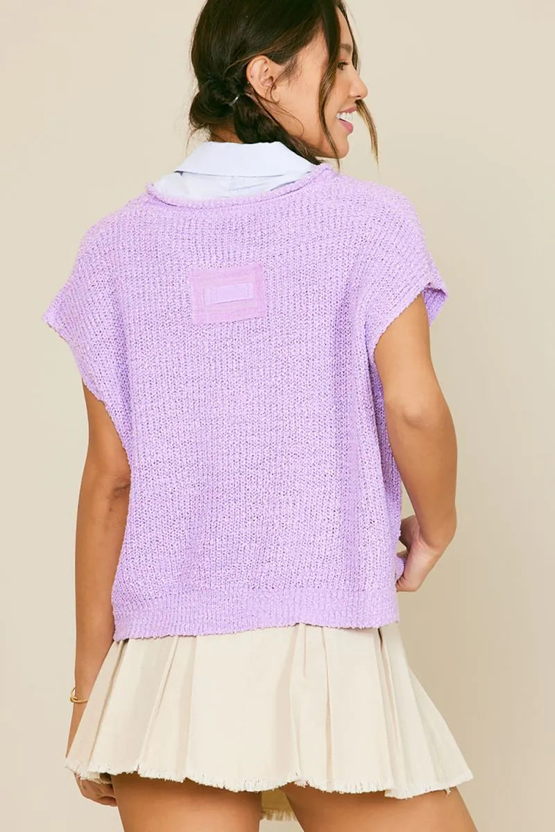 Crochet Knit Cap Sleeve Sweater