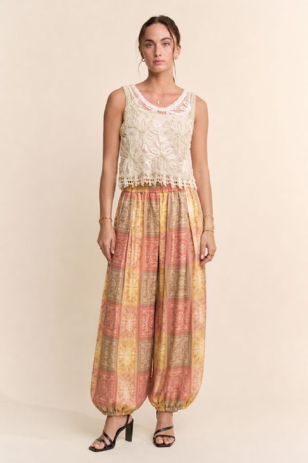Bandana Print Patchwork Bloomer Pants