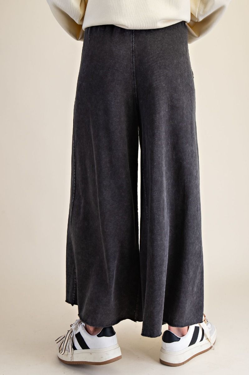 Washed Terry Knit Wide Leg Pants