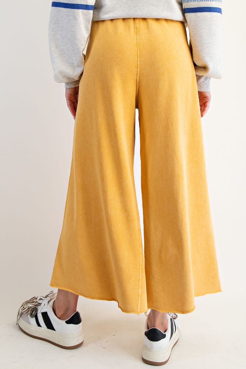 Washed Terry Knit Wide Leg Pants