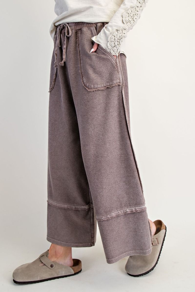 Mineral Washed Terry Knit Palazzo Pants