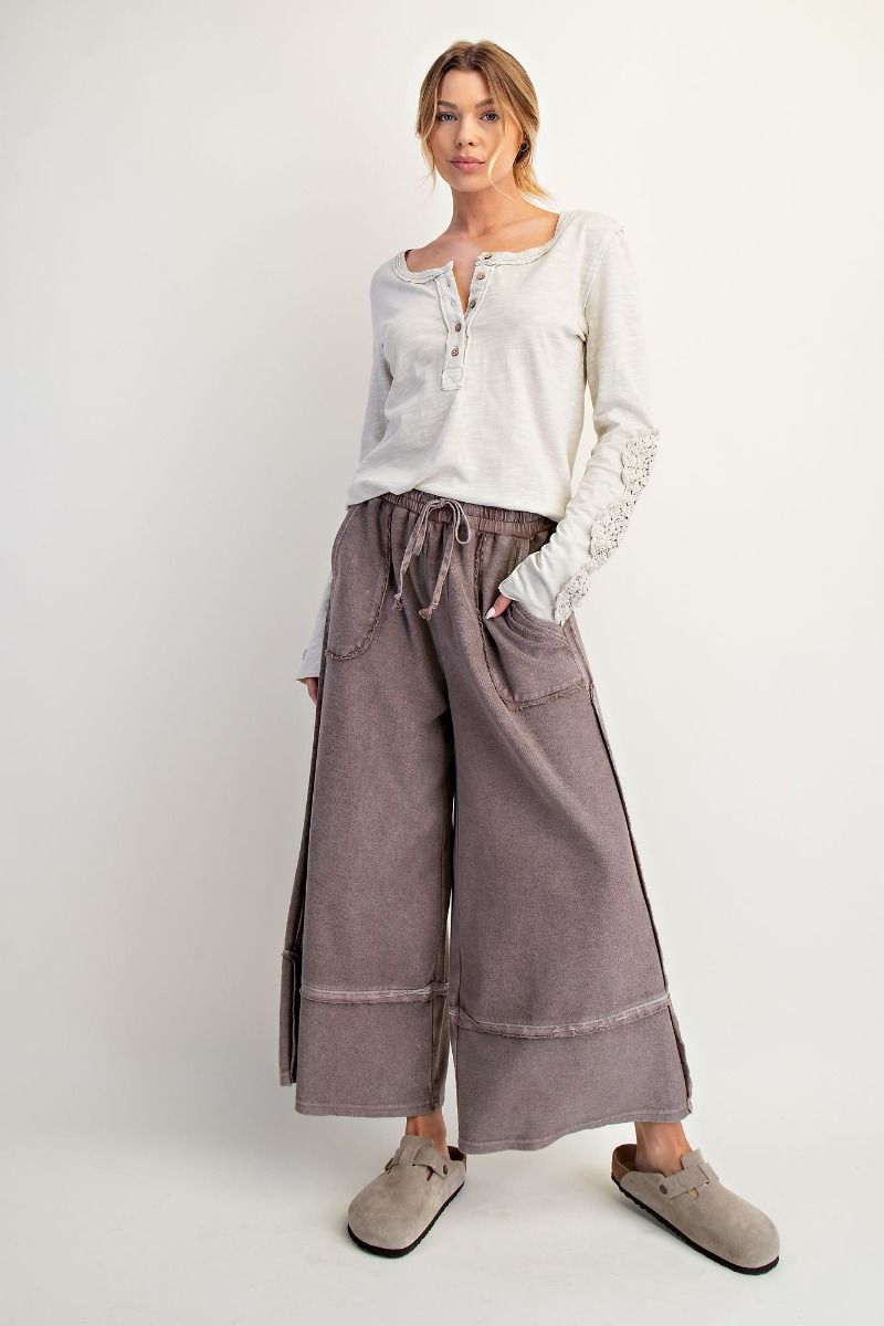 Mineral Washed Terry Knit Palazzo Pants