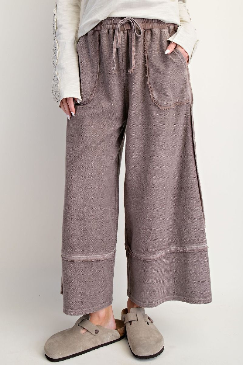 Mineral Washed Terry Knit Palazzo Pants