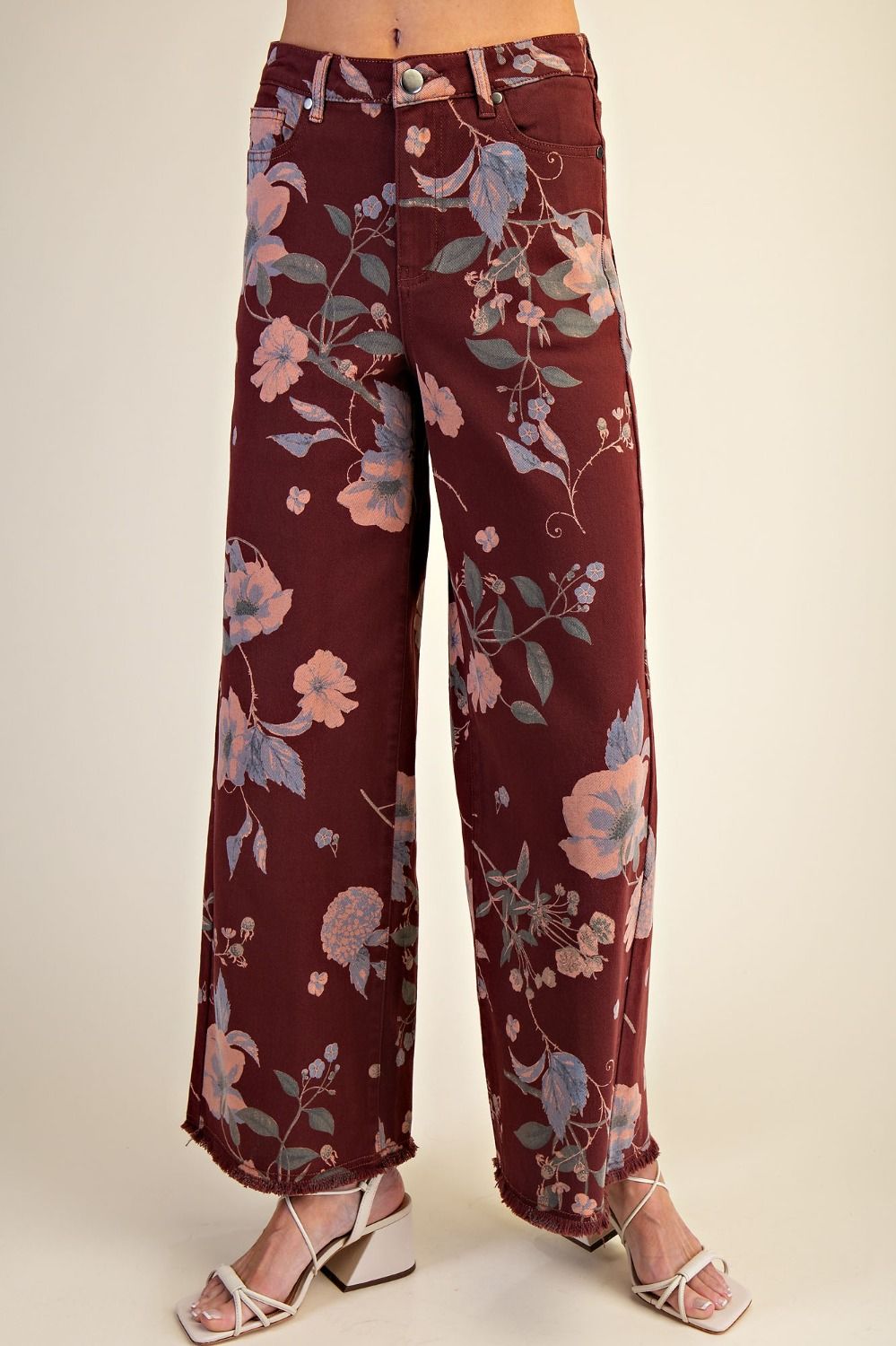 Floral Printed Soft Stretch Twill Pants