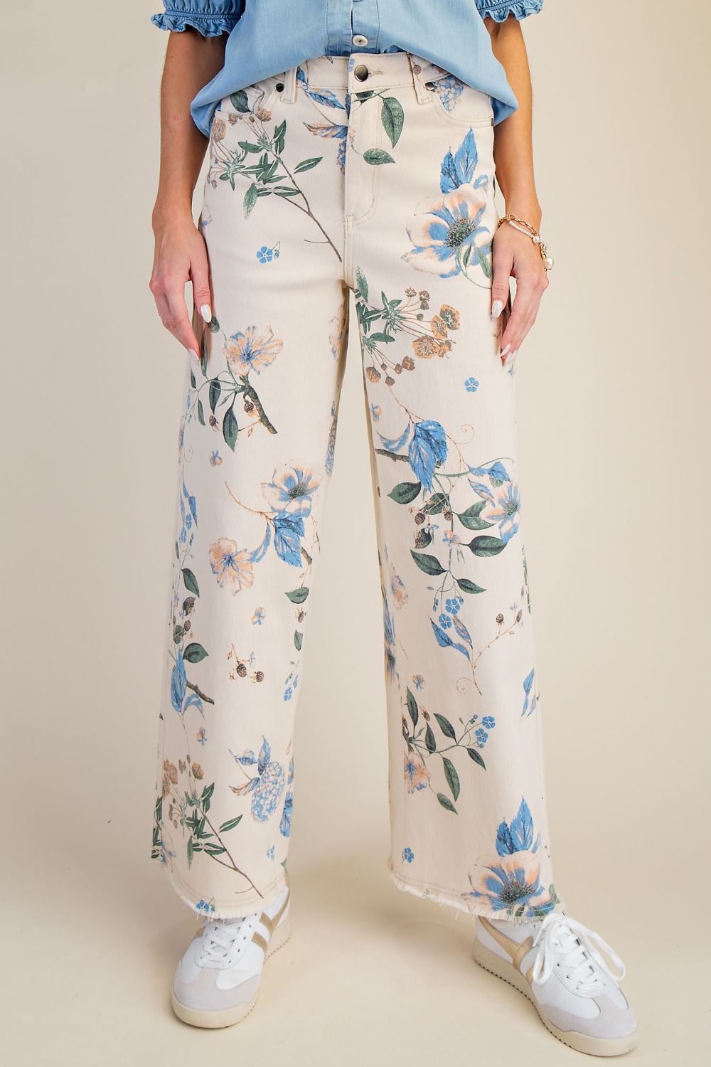 Floral Printed Soft Stretch Twill Pants