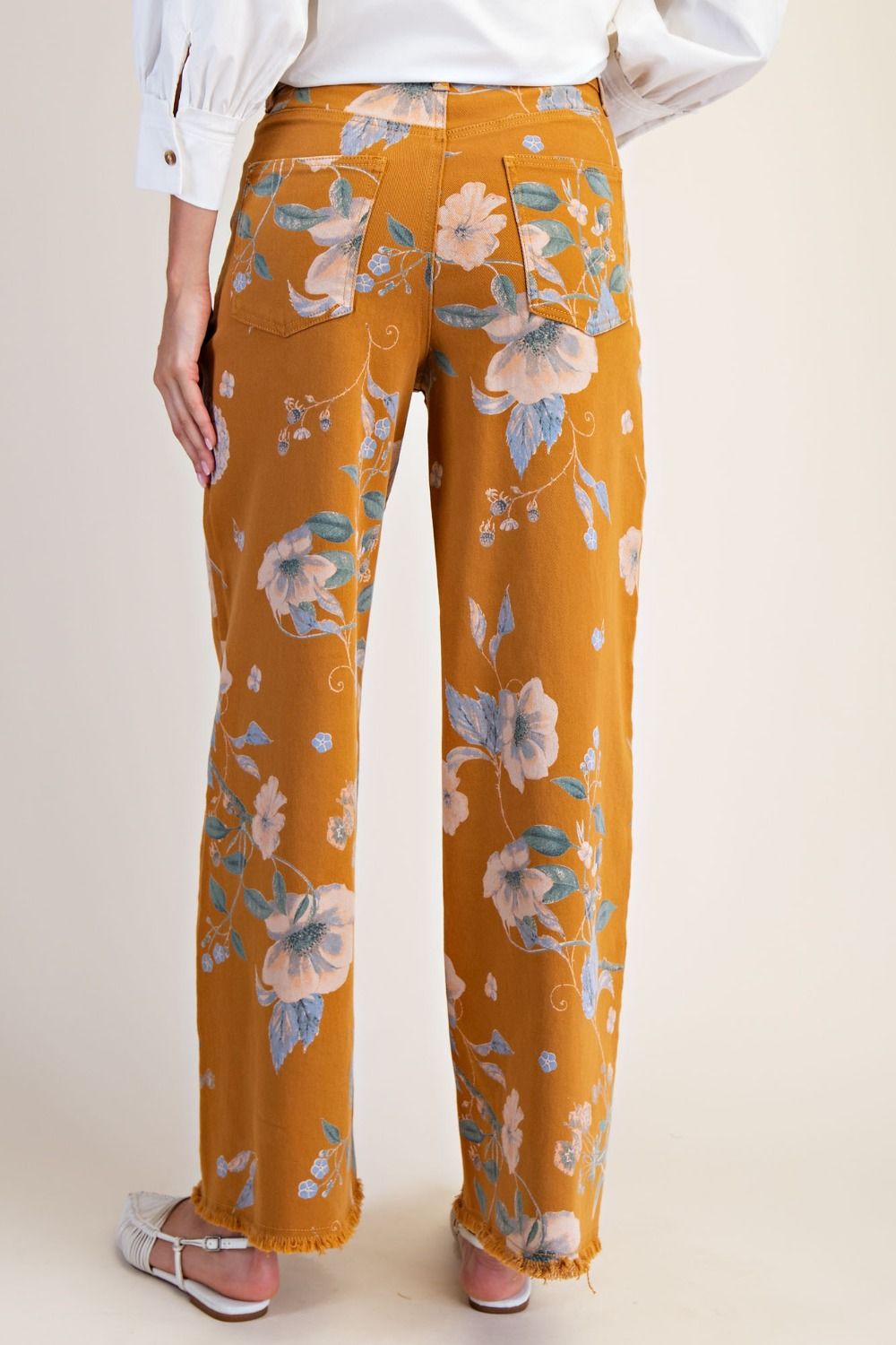 Floral Printed Soft Stretch Twill Pants