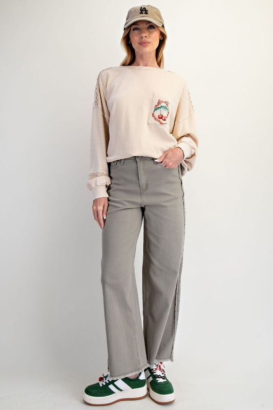 Self Fray Washed Stretch Twill Pants