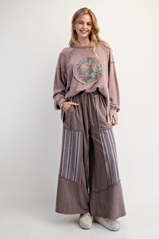 Jaquard Contrast Washed Terry Pants