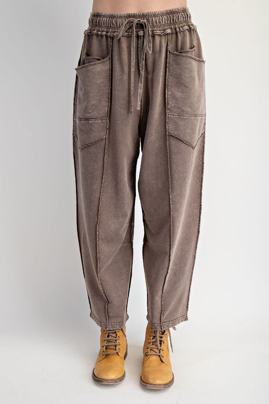 Mineral Washed Terry Knit Barrel Pants