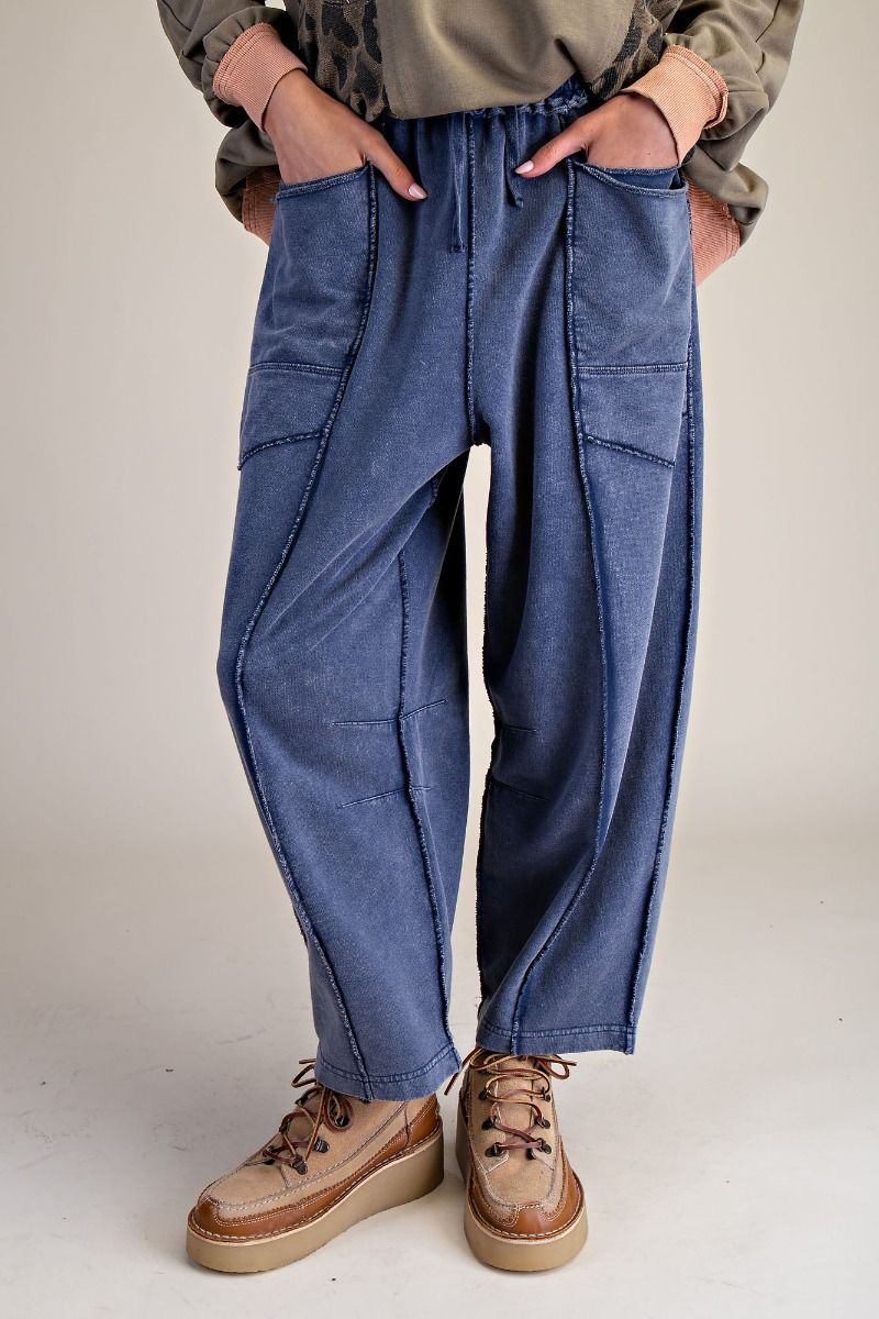 Mineral Washed Terry Knit Barrel Pants
