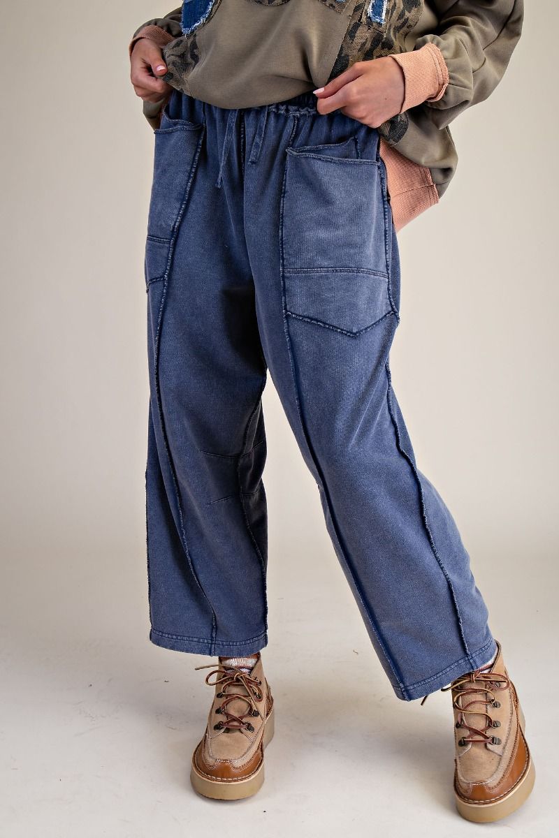 Mineral Washed Terry Knit Barrel Pants