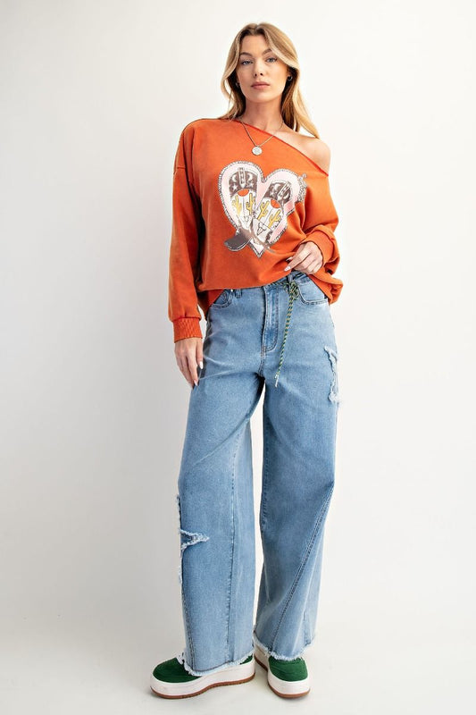 Star Patch Detailing Washed Strecth Denim Pants