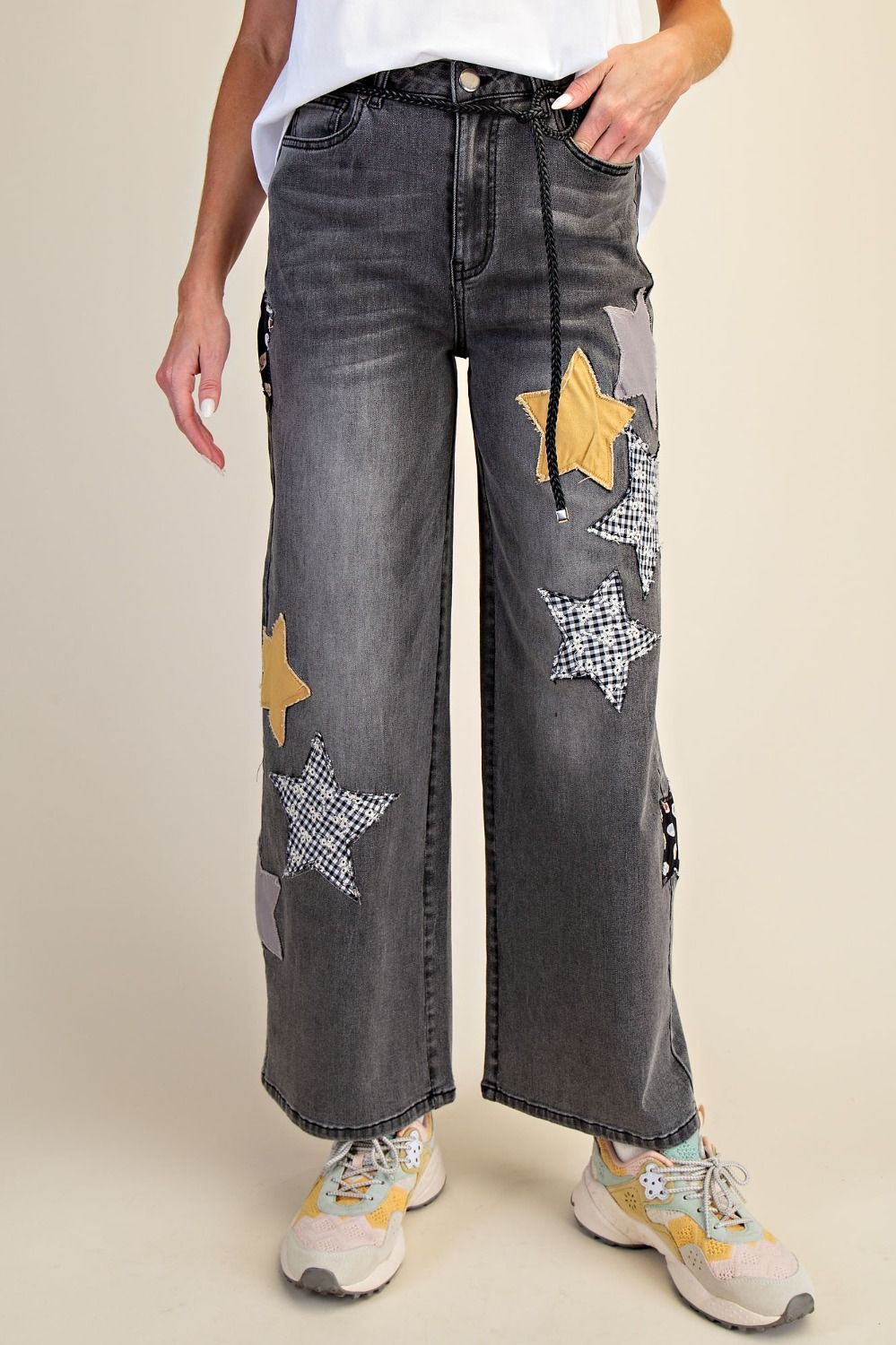 Gold Star Patch Washed Stretch Denim Pant