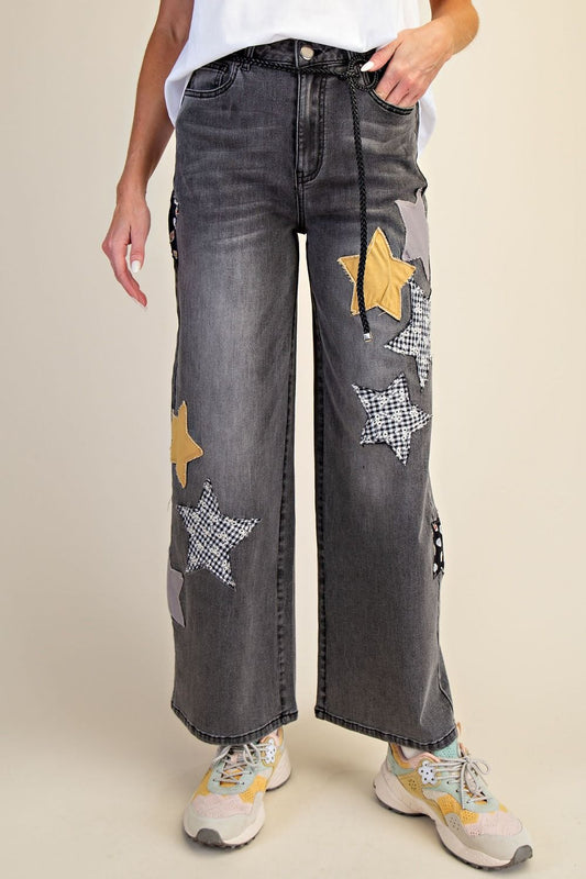 Gold Star Patch Washed Stretch Denim Pant