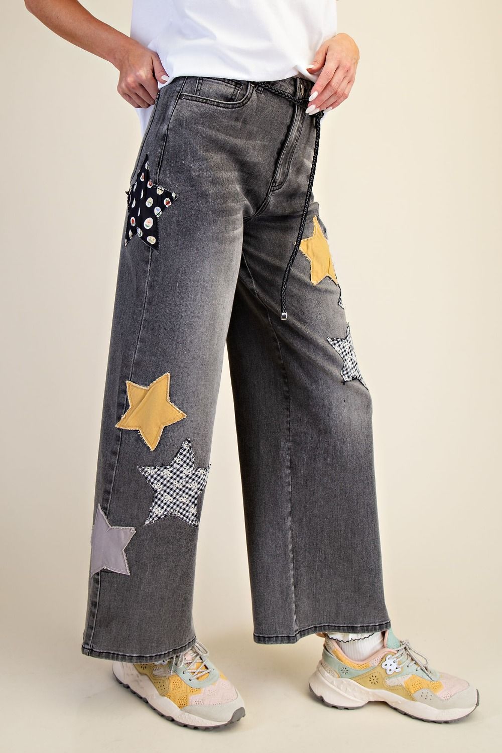 Gold Star Patch Washed Stretch Denim Pant