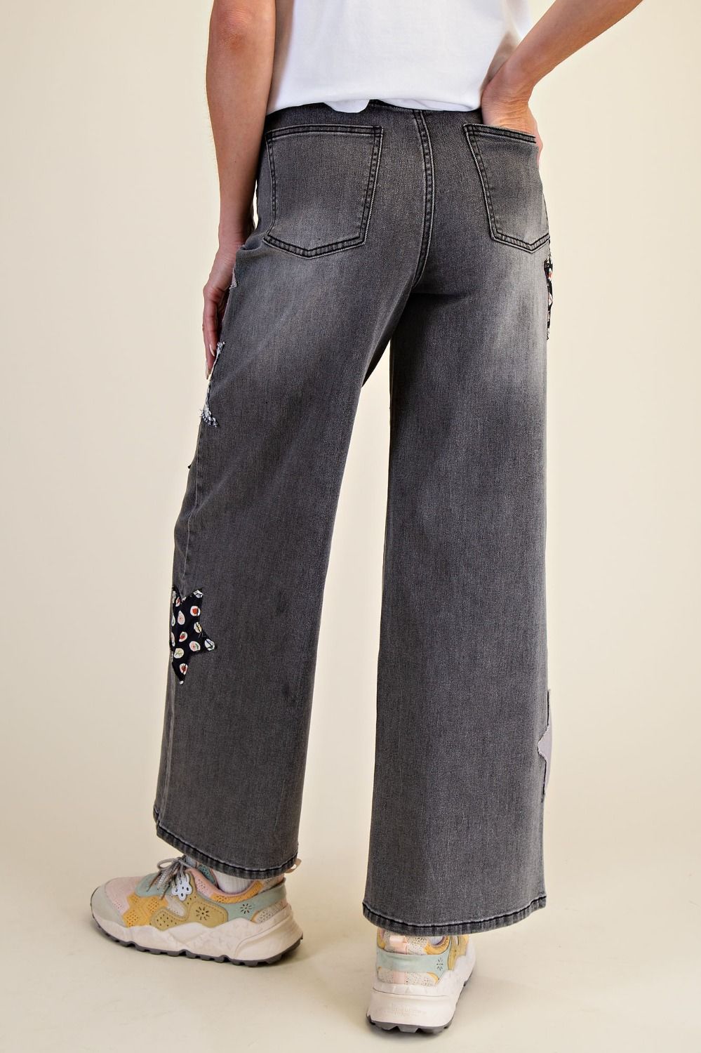 Gold Star Patch Washed Stretch Denim Pant