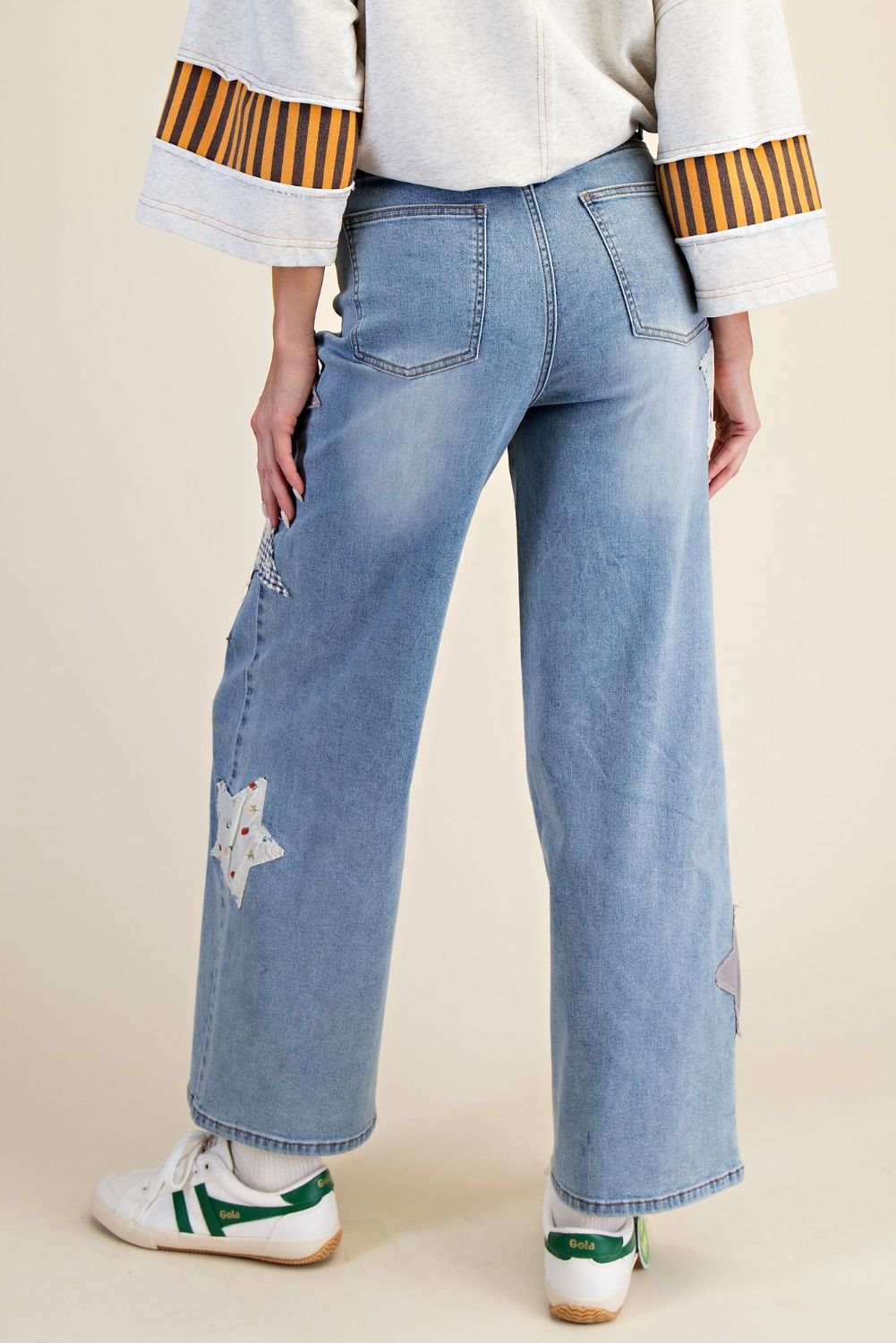 Gold Star Patch Washed Stretch Denim Pant