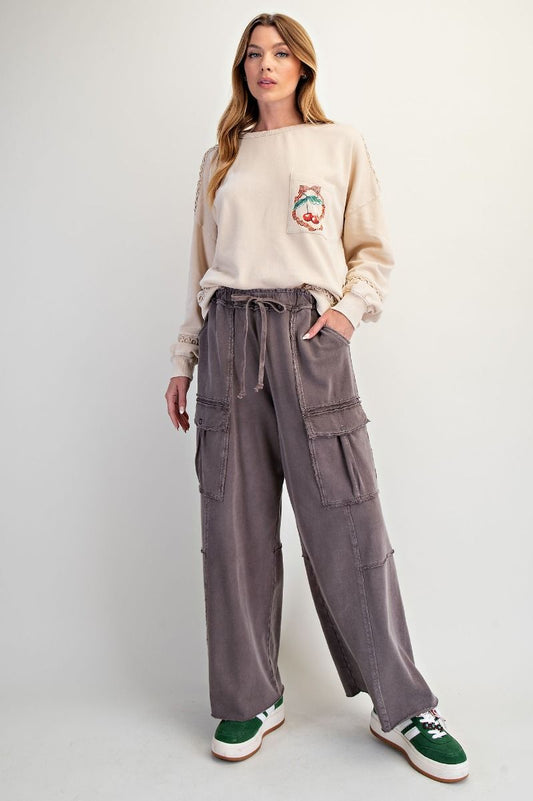 Mineral Washed Terry Knit Cargo Sweatpants