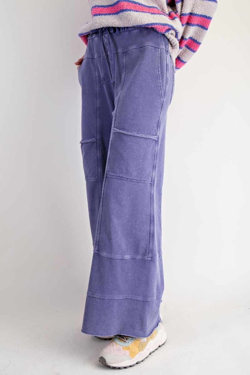 Washed Wide Leg Terry Pants