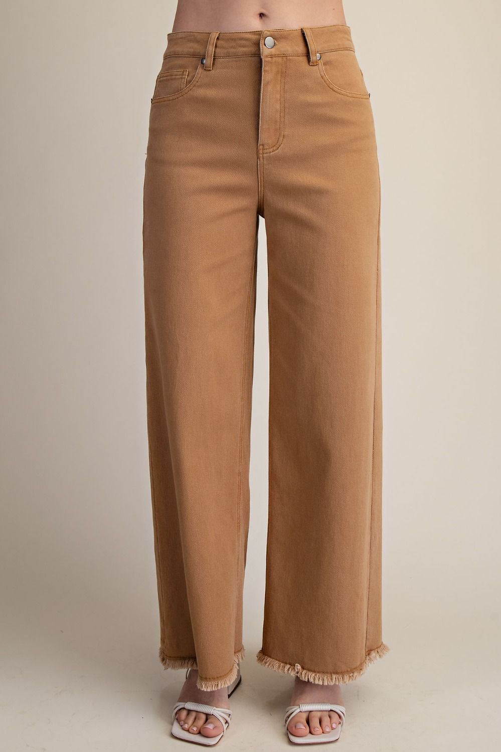 Self Fray Bottom Washed Strecth Twill Pant