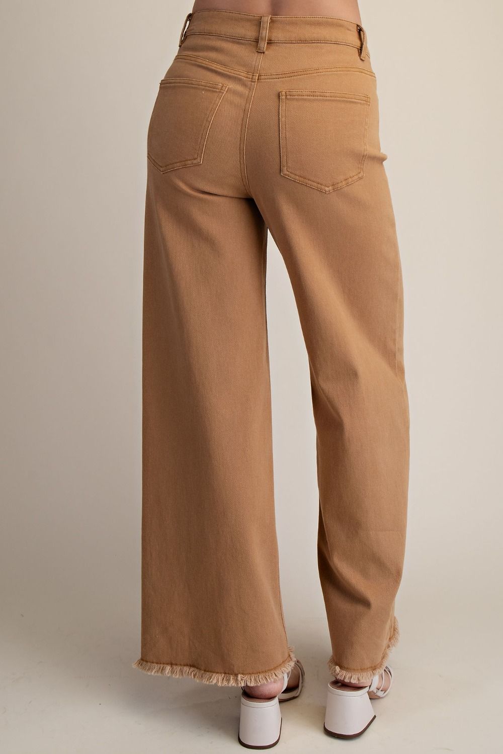 Self Fray Bottom Washed Strecth Twill Pant
