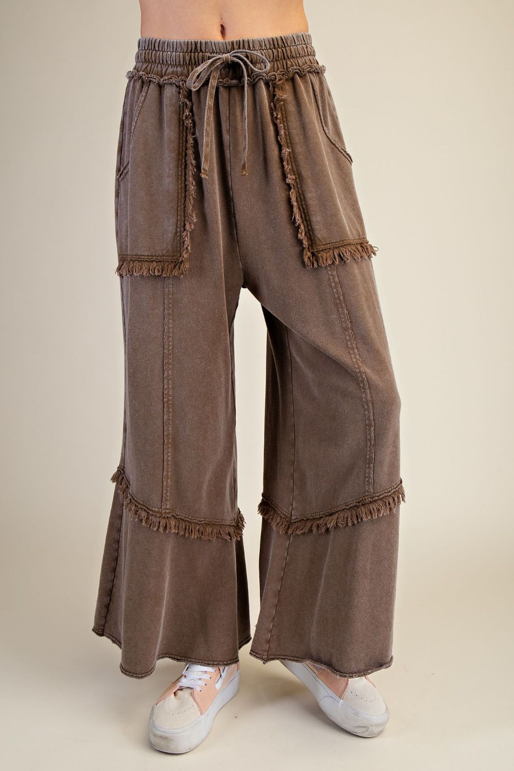 Wide Leg Mineral Washed Terry Pants