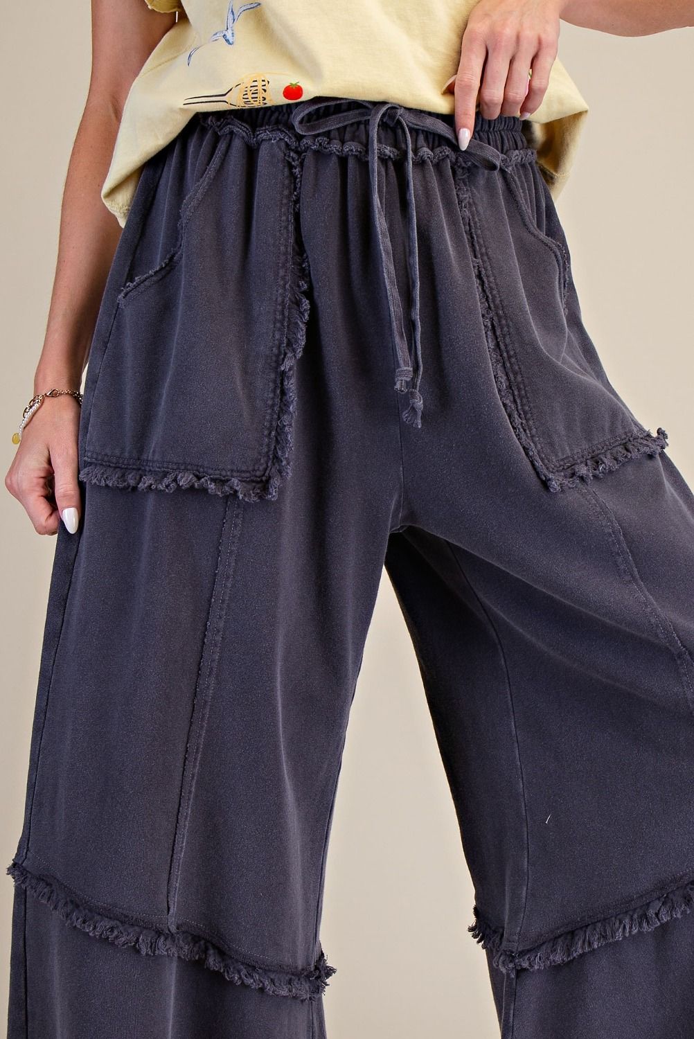 Wide Leg Mineral Washed Terry Pants