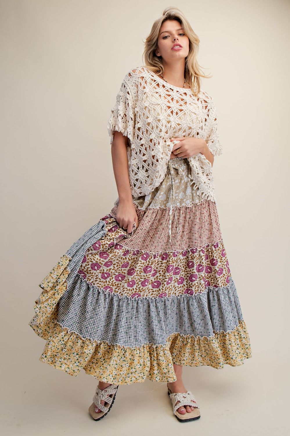 Bohemian Inspired Tiered Maxi Skirt