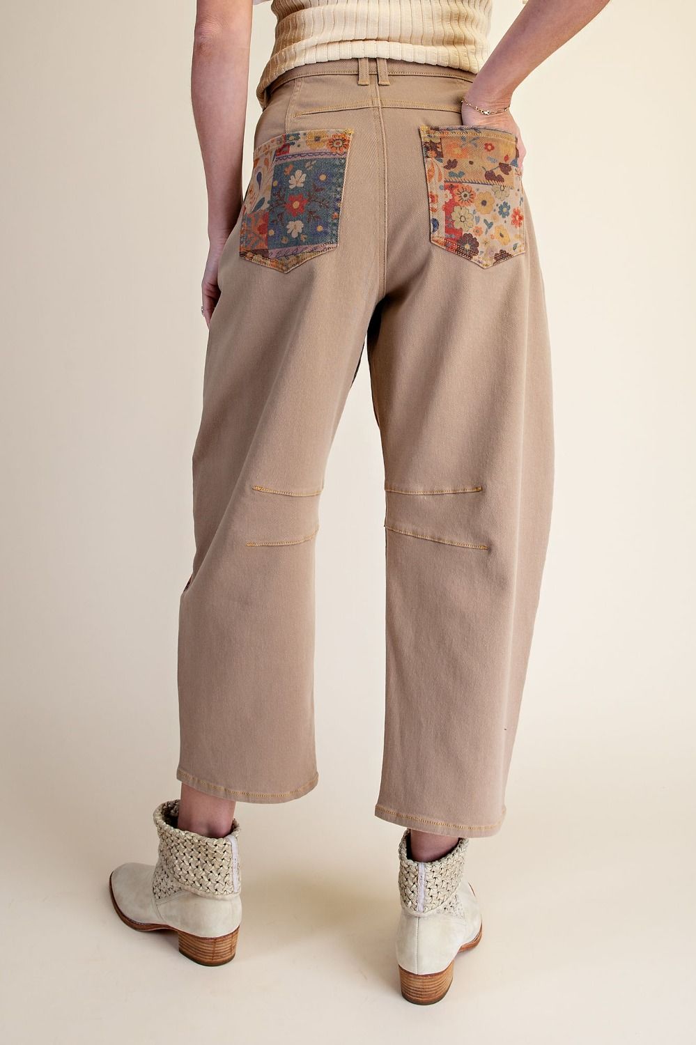 Signature Print Washed Twill Barrel Pants