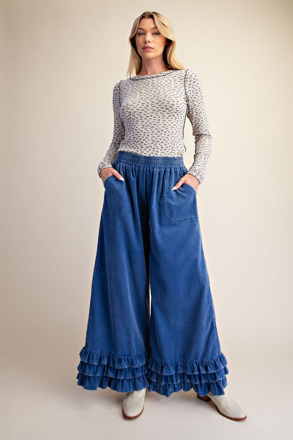 Ruffle Bottom Washed Baby Corduroy Pants
