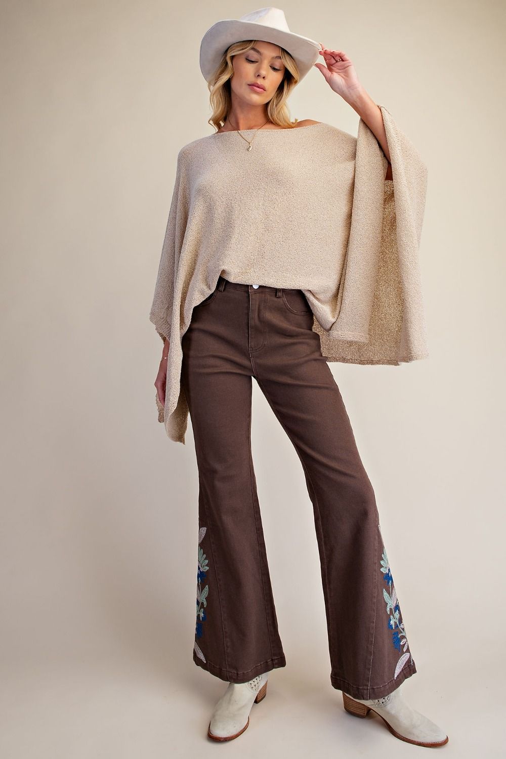 Stretch Washed Twill Bellbottom Pants