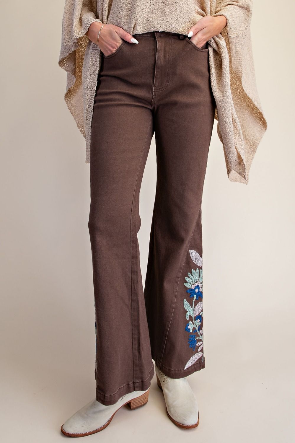 Stretch Washed Twill Bellbottom Pants