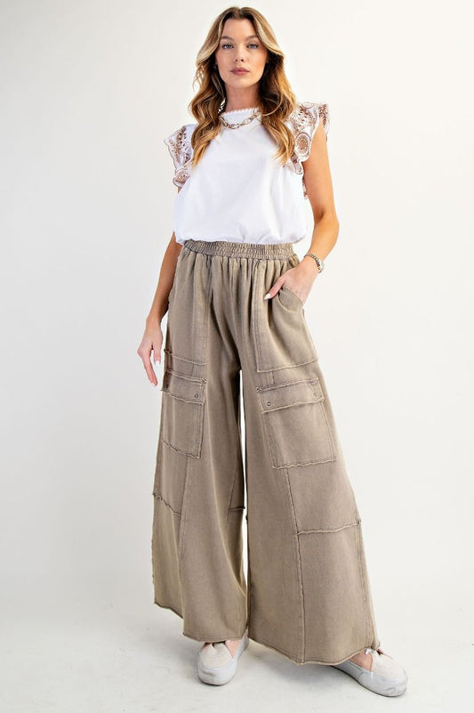 Mineral Washed Terry Knit Cargo Pants