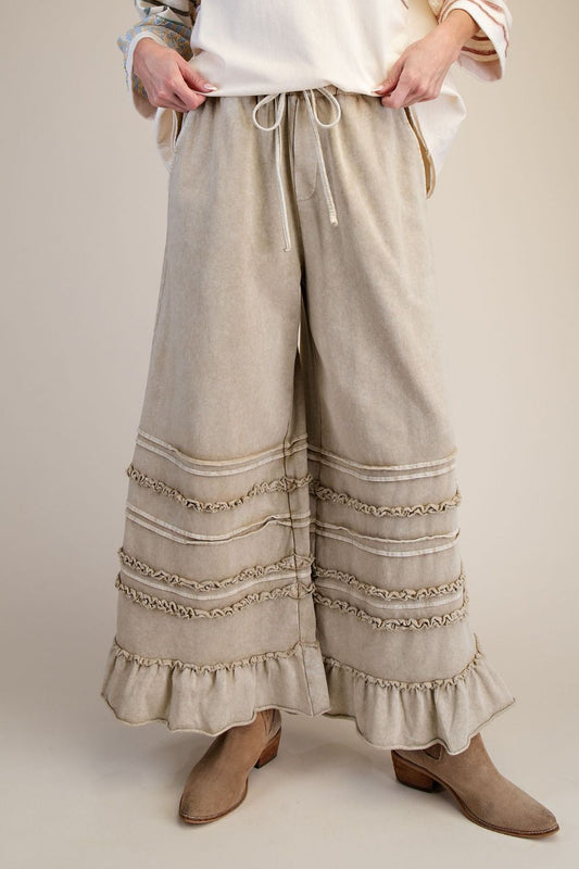 Cropped Washed Terry Pants