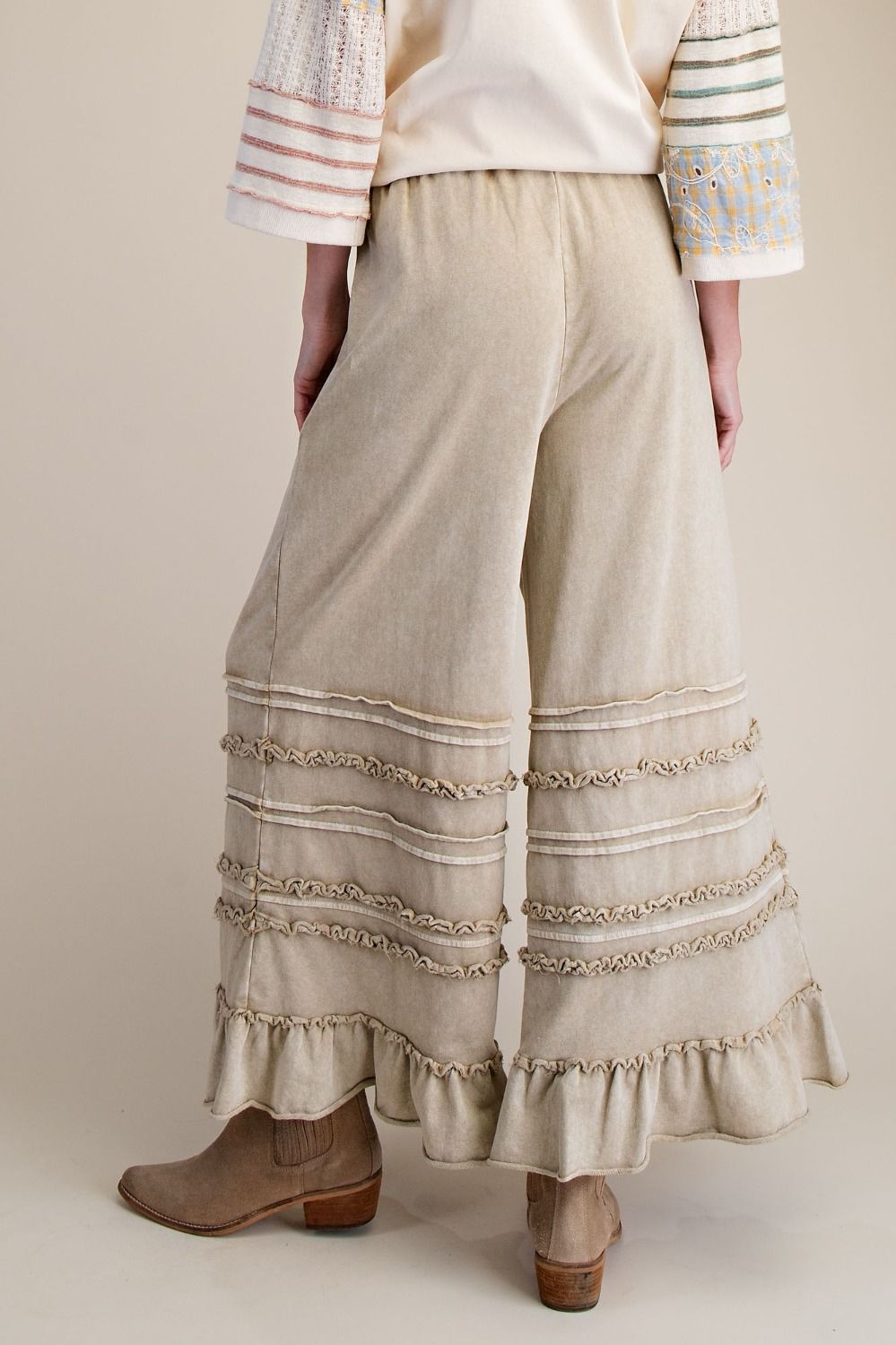 Cropped Washed Terry Pants