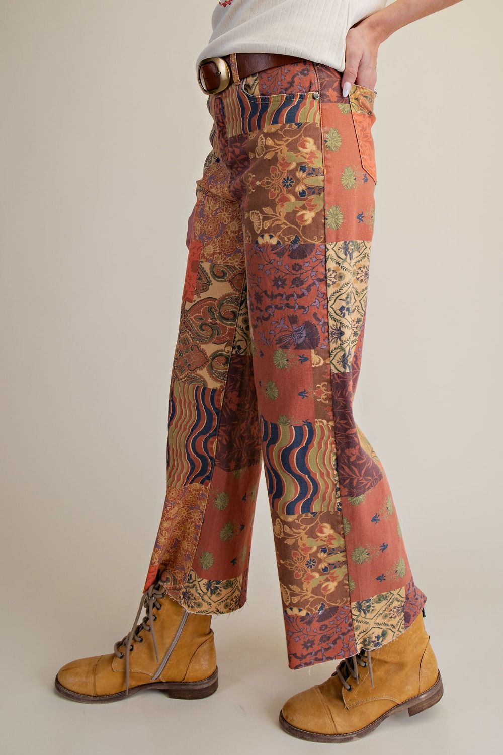 Signature Print Washed Strecth Twill Pants